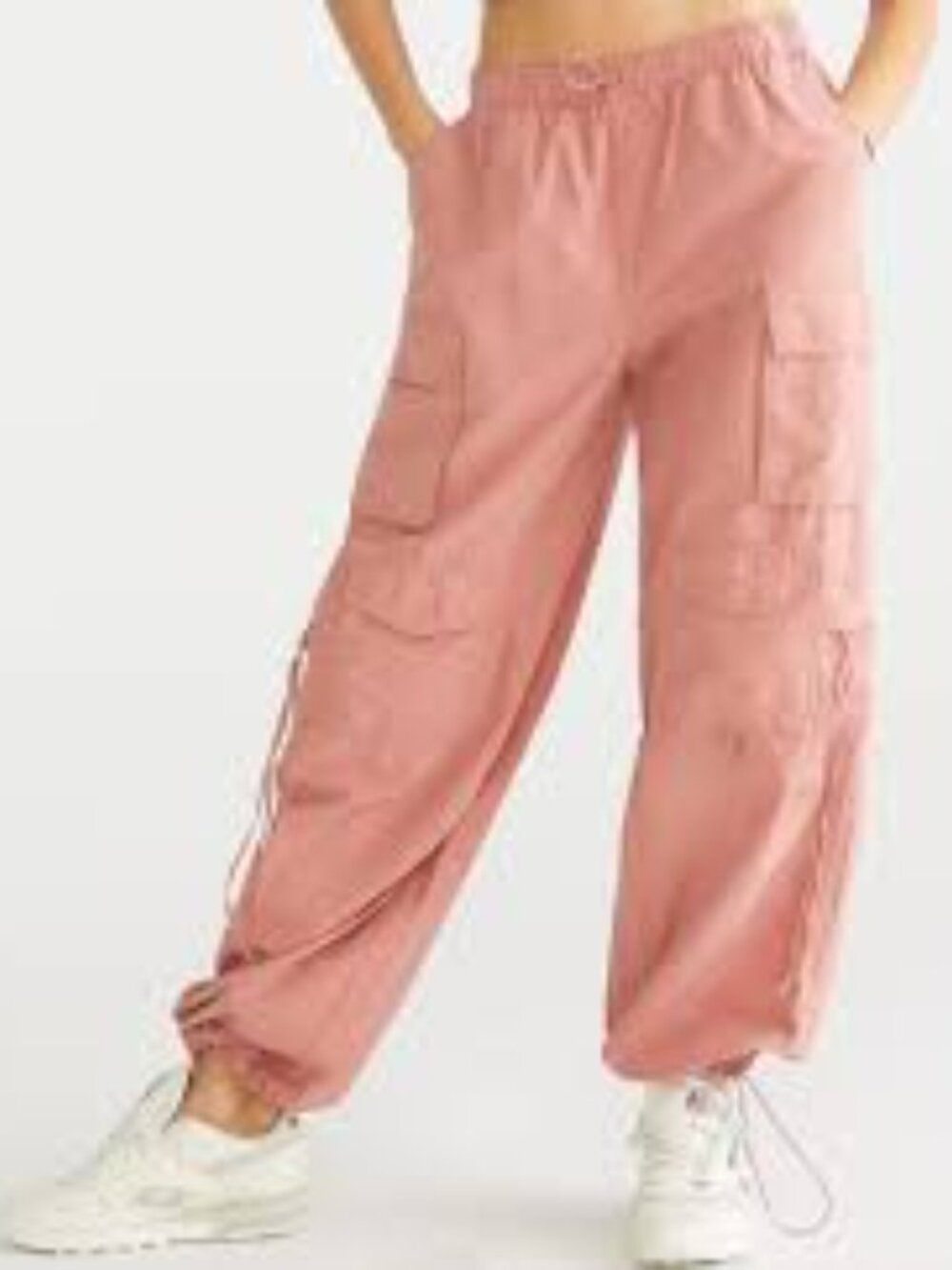 Aeropostale Dusty Pink Parachute Cargo Pants High Waist Drawstring Cuffs L